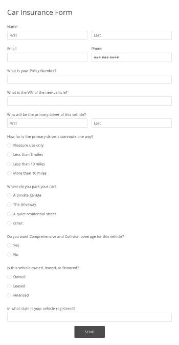 Free Forms Car Insurance Form